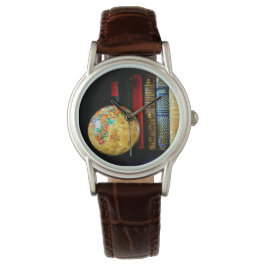 Montre Globe et livres vintages