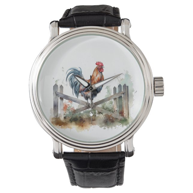 Montre Gloire du matin : Coq d'aquarelle (devant)