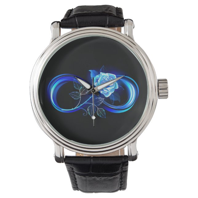 Montre Glowing infinity with blue rose (devant)