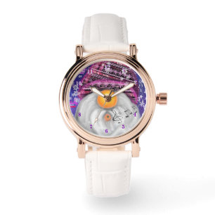 Montre Gnome au chapeau violet chante une chanson de Noël