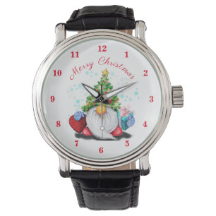 Montre Gnome de veille de Noël avec Casquette d'arbre et