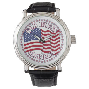 Montre God Bless America With USA Flag Et 50 Stars