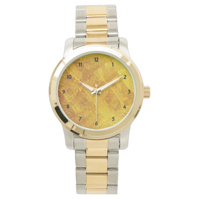 Montre Gold Abstrait Motif OS Double Tone Homme's Watch (devant)