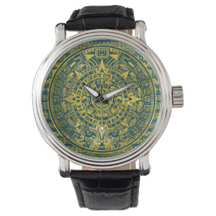 Montre Gold Aztec Inca calendrier maya