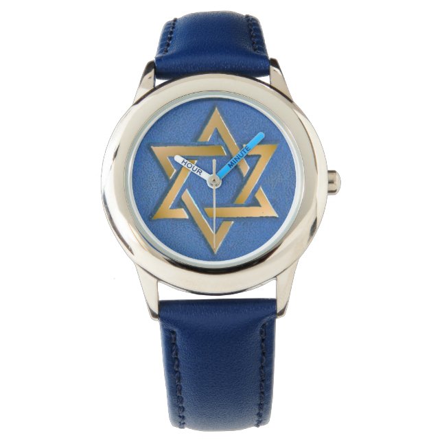 Montre Gold Blue Star de David Art Panel (devant)