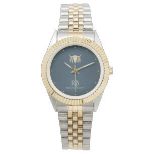 Montre Gold Buffalo Skull Blue Metallic Watch
