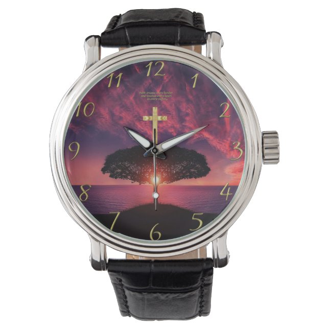 Montre Gold Christian Faith croise avec un dicton drôle (devant)