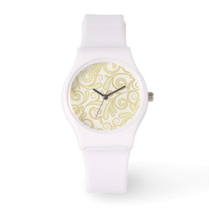 Montre Gold floral leaves
