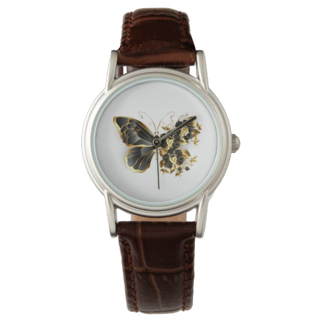 Montre Gold flower Butterfly with Black Orchid (devant)