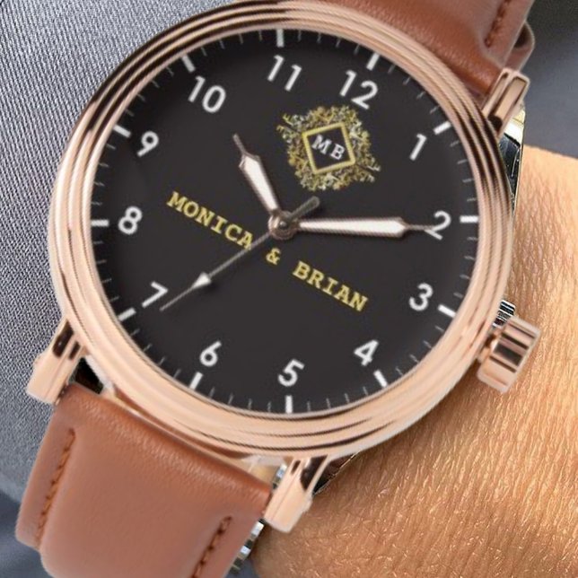 Montre Gold Monogram couple names gift  (Créateur téléchargé)
