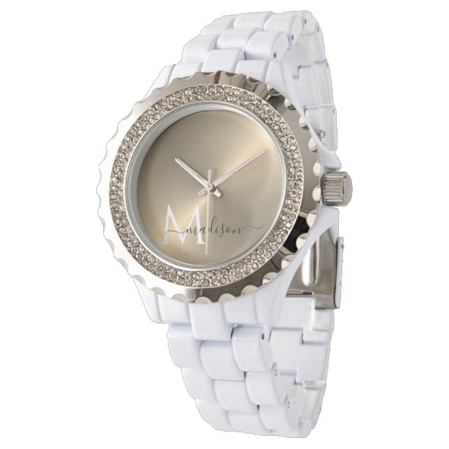 Montre Gold Radial Metallic Script Name Watch (Incliné)