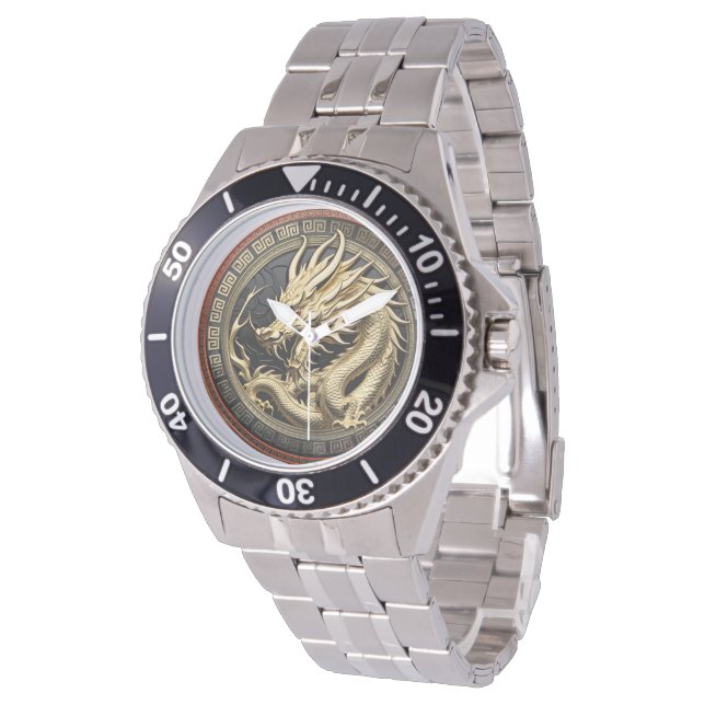 Montre Gold Sacred Eastern Dragon Medallion (Incliné)