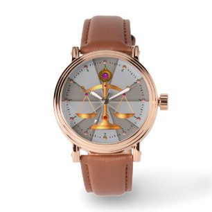 Montre GOLD SCALES OF LAW,GEM STONES ,Justice Symbole Gre