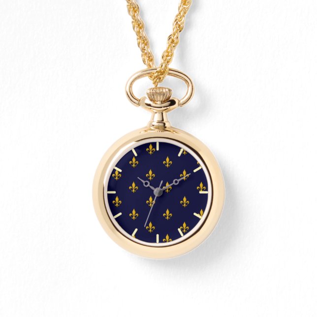 Montre Golden Fleur de Lis sur Navy Blue (Recto)