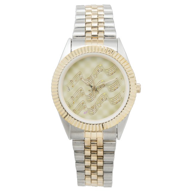 Montre Golden Music Notes Unisex Deux Tone Bracelet Montr (devant)