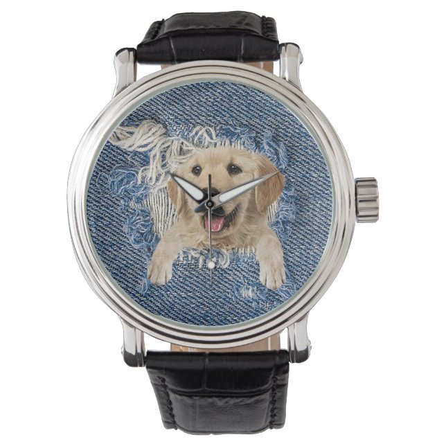 Montre Golden Retriever dans Denim Hole (devant)