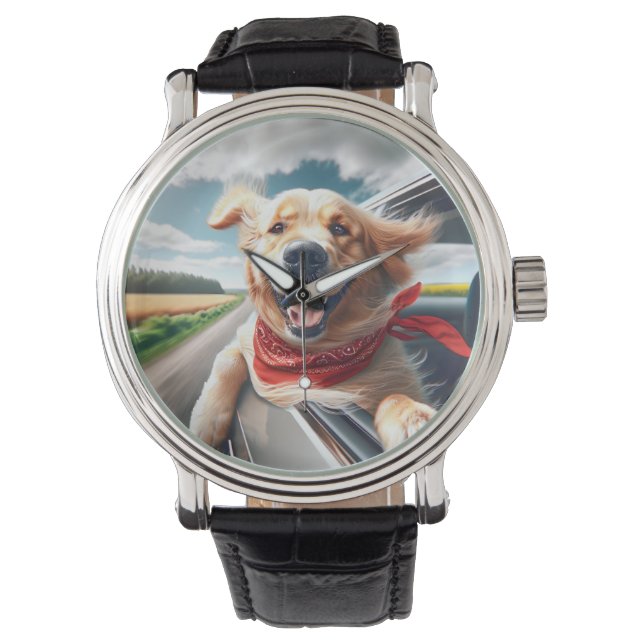 Montre Golden Retriever dans la fenêtre de voiture (devant)