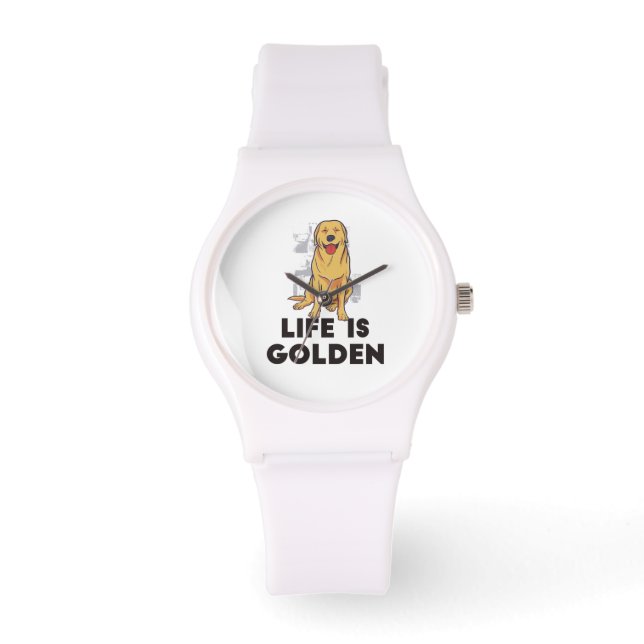 Montre Golden Retriever Dog - La vie est dorée (Recto)