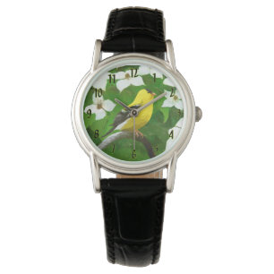 Montre Goldfinch américain en peinture d'hiver - Oiseau s