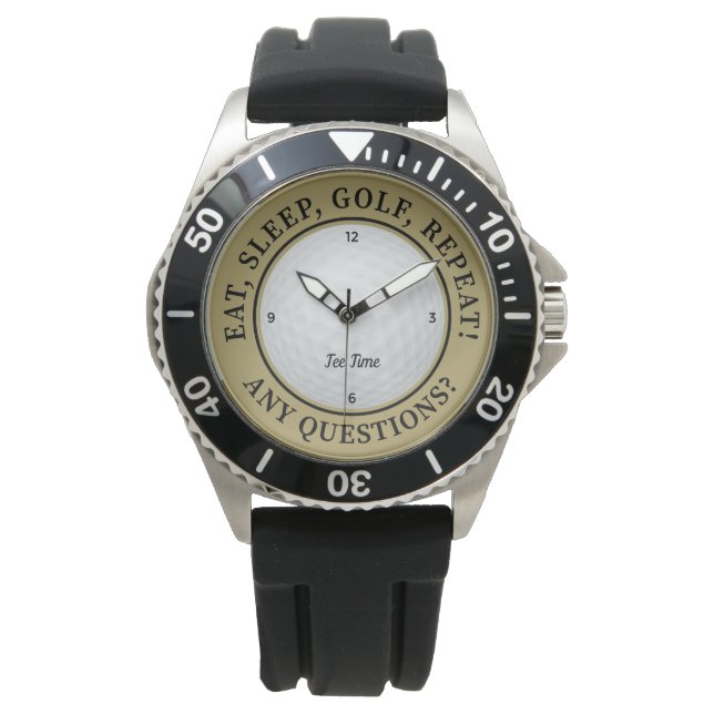 Montre Golf Ball Sports Golf Quote Or Noir (devant)
