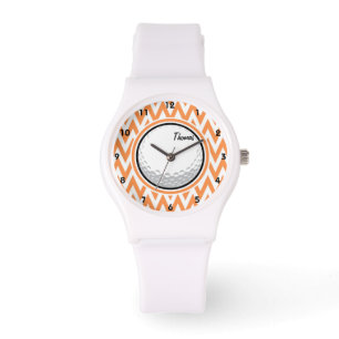 Montre Golf ; Orange et Blanc Chevron