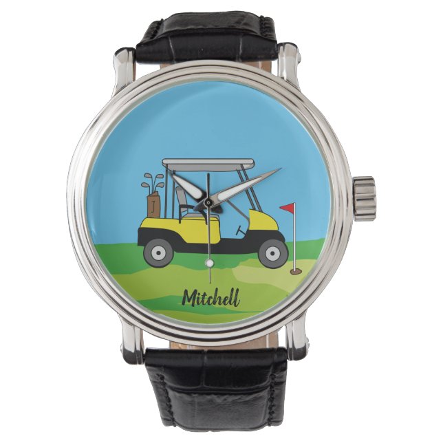 Montre Golf Panier & Parcours Vert Personnalisé (devant)