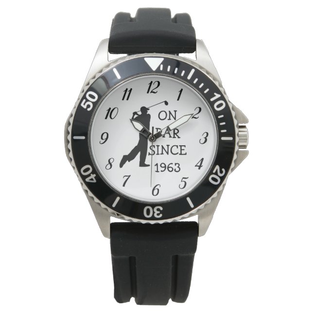 Montre Golfer Par 60e Anniversaire Noir Golf Elégant Papa (devant)