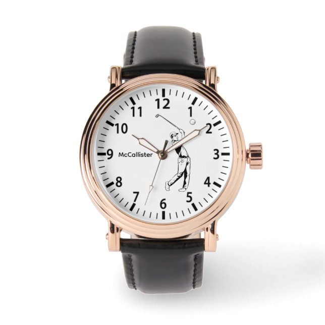 Montre Golfeur et nom personnalisé et année (Recto)