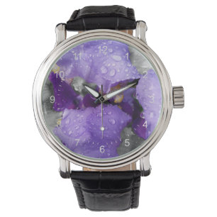 Montre gouttes d'eau sur iris