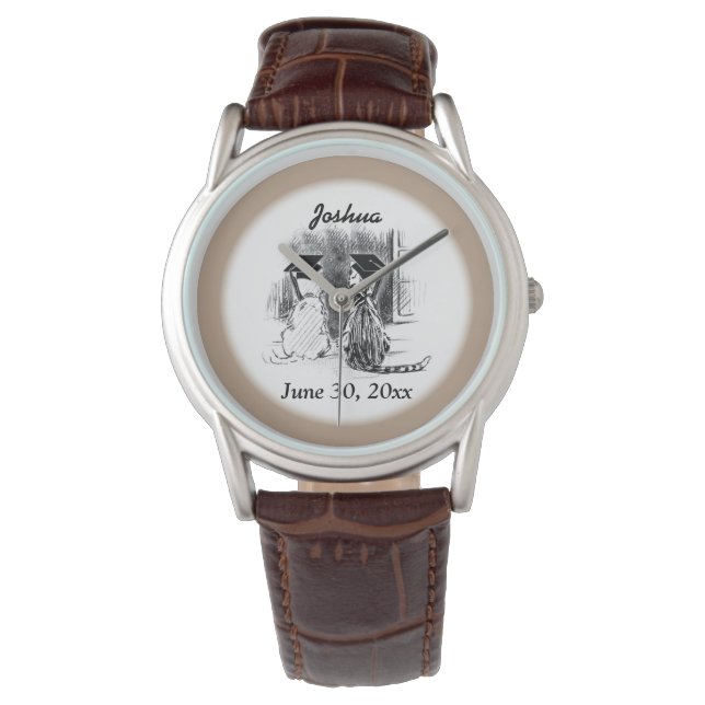Montre Graduation vétérinaire Chien et chat, Cadeau rond (devant)