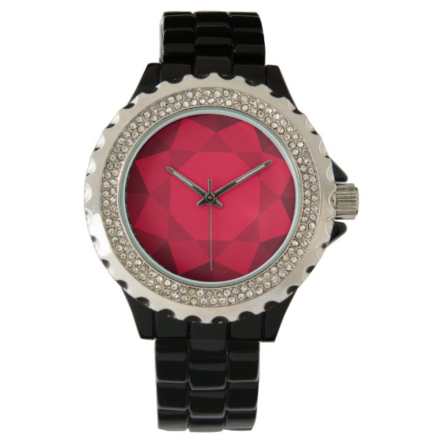 Montre Grand bijou de grenat faux rouge (devant)