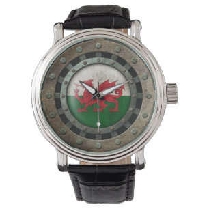 Montre Graphique de disque de drapeau gallois en acier in