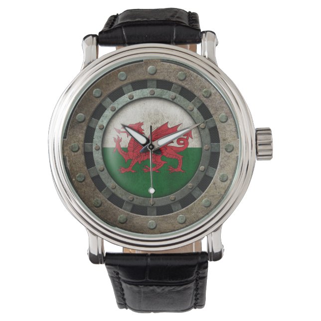 Montre Graphique de disque de drapeau gallois en acier in (devant)