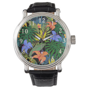 Montre Graphique de fleur d'Aloha de Hawaii tropical