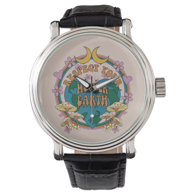Montre Graphique de la Terre mère rétro des années 70 (devant)
