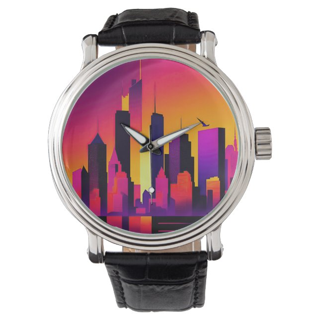 Montre Graphique de ligne Skyline NYC moderne (devant)