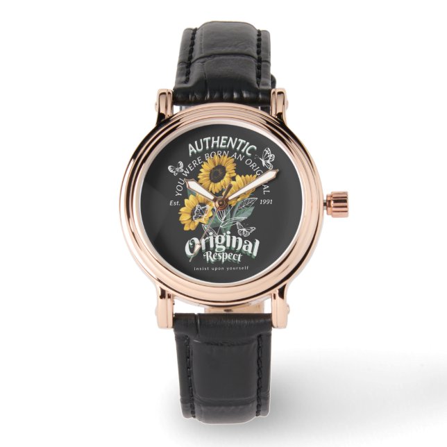 Montre Graphique des tournesols et papillons (Recto)