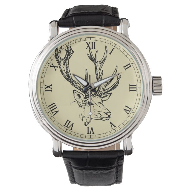 Montre Graphique d'illustration de la tête de cerf (devant)