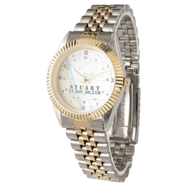 Montre Graphique nautique Stuart Floride Longitude Latitu (Incliné)