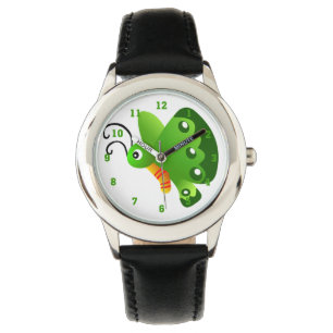 Montre graphique papillon vert