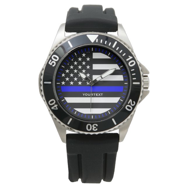 Montre Graphique personnalisé en ligne bleue mince sur un (devant)