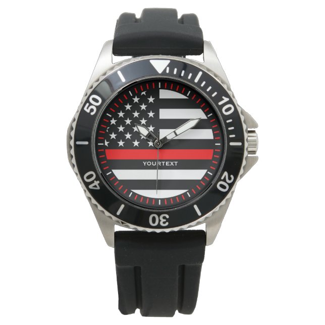 Montre Graphique personnalisé en ligne rouge mince sur un (devant)