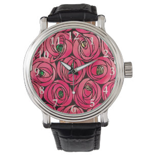 Montre Graphique rose Art Nouveau Rennie Macintosh