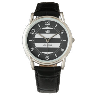 Montre Gras personnalisé Gras noir et blanc bandes horizo