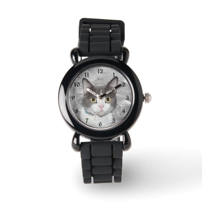 Montre Gray and white tuxedo kitty (Recto)