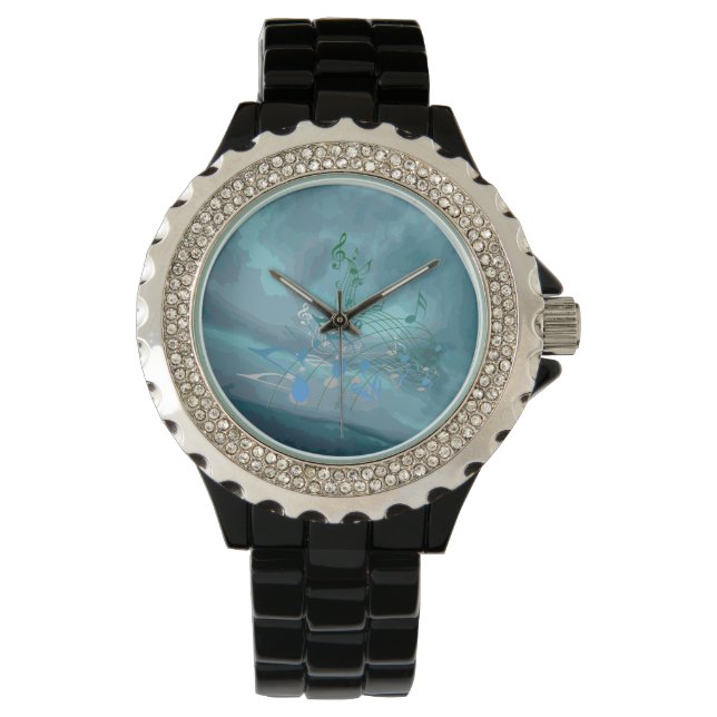Montre Green & Blue Music Notes Abstrait Watch (devant)