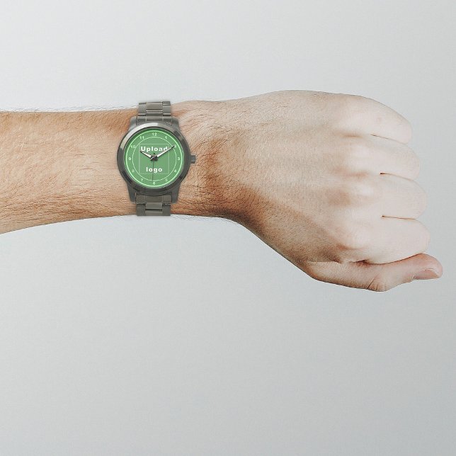 Montre Green Business Brand on Men's Watch (Your business logo with green background on men's watch.)