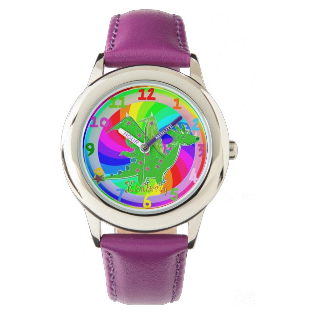 Montre Green Dragon Kids Regarder Nom personnalisable Kim (devant)