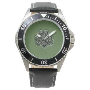 Montre Green grundge trendy man shamrock irlandais chance