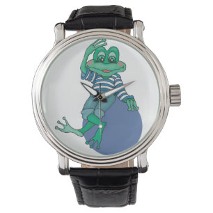 Montre Grenouille en Jeans, Anniversaire, Pois